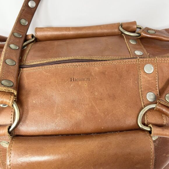 HAMMITT Suzy Duffle Oversized Weekend Large Brown Leather Diaper Bag - Studded - Picture 4 of 15